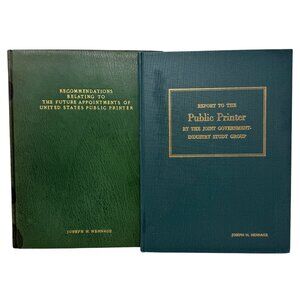 Set 2 Joseph Hennage Books U.S. Public Printer Recommendations & Reports 1972&73